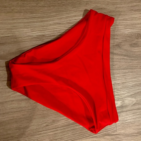 Red High Waisted Bikini Bottom - Picture 2 of 3